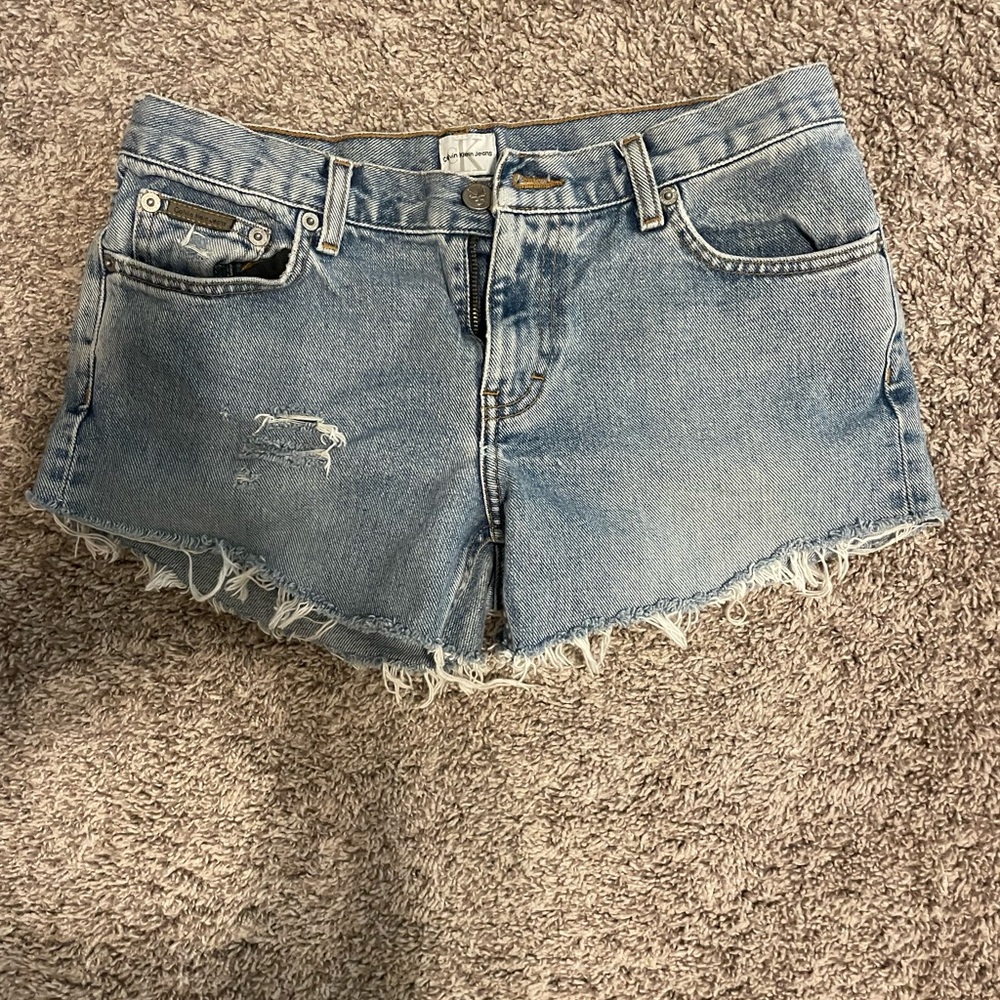 Denim Frayed Hem Women's Shorts